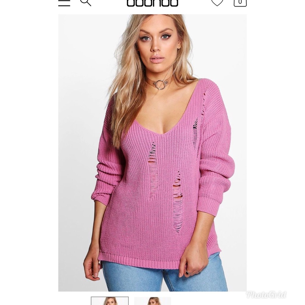 Distressed pink sweater
